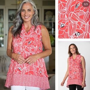 Habitat Women’s Sleeveless Cowl Neck Top in Coral size Large